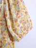 Vintage col carré à manches courtes femmes robe florale mode taille manches bouffantes Chic femme Mini robes 210507