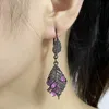 Stud Iced Out Dragonfly Leaves Vintage Pink Crystal Earrings For Women Fashion Charm Eardrop Bohemia Italy Weeding Jewelry Gift