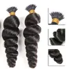 Nano Ring Pheld Hair Extension Malezyjska Remy luźne fali włosy naturalny kolor 100 pasm 1GS7955955