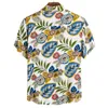 Camisa de Praia Havaiana Floral Amarelo Camisa Homens Verão Manga Curta Tropical Aloha Camisas Casuais Feriado Vestuário 3xL 210522