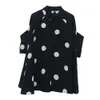 Koreansk stil sommar kortärmad chiffong blus enkel polka dots chic casual skjorta överdimensionell mode kontor lady arbete toppar 210323