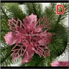 Decorations Festive Supplies Home & Garden10Pcs Christmas Large Poinsettia Glitter Tree Flower Hanging Party Xmas Decor Gift Hfing Drop Deliv