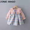 Enfants Robes pour Filles Hiver Épais Plaid Fille Princesse À Manches Longues Vêtements 0-4T E94041 210610