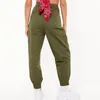Kadın Streetwear Kargo Pantolon Yüksek Bel Katı Pileli Pantolon Bayanlar Gevşek Cepler Joggers Sweatpants 210508