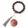 Wood Bead Keychain With Tassel Wooden Beads Bracelet Key Ring Wrist Keychains Bag Pendant Party Favor