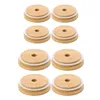 70mm86mm Wide Mouth Reusable Bamboo Lids Mason Jar Canning Caps with Straw Hole Non Leakage Silicone Sealing Wooden Covers Drinki8917841