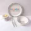 5 pezzi / set Ciotola di alimentazione per bambini Fibra di bambù Resina per uso alimentare Anti-goccia Baby Cup Forchetta Cucchiaio Griglia Piatto Set da tavola G1210