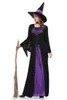 ハロウィン魔女ヴァンパイアコスチューム女性用大人怖い紫色のカーニバルパーティーパフォーマンスドラマ仮面舞踏会の服帽子付き