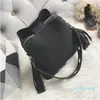 Tasarımcı-Moda Scrub Kadınlar Kova Çanta Vintage Püskül Messenger Çanta Retro Omuz Çantaları Basit Crossbody Çanta Tote