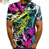 T-shirt de pigment coloré pour hommes 3D Imprimer Rainbow Tie Dye T-shirt Motif Top Graphic Splash Paint Tees 210707