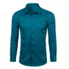 Camisa de bambu de fibra de bambu roxo camisa marca magra fit manga longa químico homme não ferro fácil cuidado formal para homens 210809