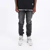 Men's Jeans Trendy basic pants leg zipper black blue wash hole free slim fit small straight jeans