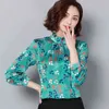 Fashion Silk Blouse Women Long Sleeve Tops and Autumn Print Turtleneck Plus Size Clothing 6490 50 210521