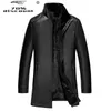 Men's Leather & Faux Genuine Jacket Winter Real Fur Calfskin Natural Mink Liner Cow Jackets Men Coat L00062 KJ2639