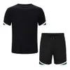 Erkekler Eşofman Moda T-shirt Şort Set Yaz Tops + Şort Set Marka Parça Giyim Casual Adam Sweetsuit Spor Suits Siyah 4xl 210603