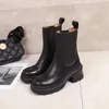 2021 Vinter Tjock Soled High Heeled Short Boots Kalv Läder i två färger med västra skor Storlek 35-40