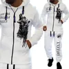 Men's Tracksuits Men's ZOGGA Brand Mens Jogger Sets Casual 2 Piece Set Tops With Pants Sweat Suit Print Black White Men Outfits Fashion