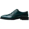 2023 zapatos tallados Brogue de cuero de grano completo, zapatos formales de negocios para caballeros, zapatos Oxford verdes para hombres