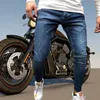 Män Skinny Biker Jeans Blå Klassisk Penna Byxor Man No Ripped Stretch Denim Trousers Street Casual Business Party Cowboy Men 211009