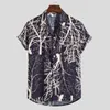 قمصان الرجال هاواي المطبوعة قصيرة الأكمام بلوزة رجل فضفاض زر كاميسا الصيف الأزهار المرقعة قميص الغمد M-3XL الرجال القمصان