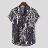 Men Shirts Hawaiian Printed Short Sleeve Blouse Man Loose Button Camisa Summer Floral Patchwork Chemise Masculina M-3XL Men's T-Shirts