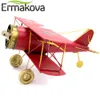 ERMAKOVA 29 cm ou 27 cm en métal artisanat fait à la main modèle d'avion modèle d'avion biplan décoration d'intérieur articles d'ameublement (couleur rouge) 210727