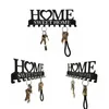 Tendedero de ropa montado en la pared de Metal, negro, con 10 ganchos, abrigo, letra "Home Sweet Home", soporte decorativo para gancho para llaves 220311