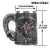 Baphomet Pentagram Horn Mug résine peinte à la main polie Retro Mug doublure en acier inoxydable Cool Cup Gothic Kitchen Bar Drinkware 210804