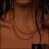 المعلقات Jewelryfashion Gold Sier Color Twisted Rope Chain للنساء الرجال 44/53/60 سم قلادة معدنية الحد الأدنى سلاسل المجوهرات قطرة