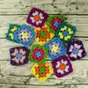 DIY Crochet Doilies Multicolor Coasters Square Table Mats Decoration Handmade Crochet Cup Pad 9cm Wool Clothes Patch 50pcs/lot 210706