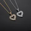 Hip Hop Heart CZ Zircon Stone Bling Iced Out Heart Pendants Halsband för män Rapper Smycken