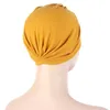 Ethnic Clothing Trendy Solid Color Lady Turban Bonnet Soft Stretch India Wrap Head Scarf Knot Inner Hijabs For Women Muslim Headdress Hijab