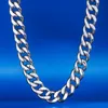 DNSchic Męskie Miami Cuban Link White Gold Cuban Chain 12mm Naszyjnik Stainlsteel Kubańska i Amerykańska Biżuteria Hip-Hop X0509