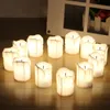 12st / set Halloween LED-ljus Flameless Timer Candle Tealights Batteridriven elektriska lampor Flimrande Tealight för bröllop RRD10821