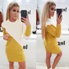 Ciepłe Jesień Zima Kobiety Sukienka Z Długim Rękawem Dzianiny Sweter Polar Patchwork Krótkie Mini Dresses Top Ladies Fashion Casual Odzież