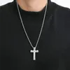 Hip hop iced out diamant cross halsband guld silver pläterad med rep tennis kedja mens bling smycken gfit