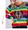 Makuluya Maglione lavorato a maglia a righe colorate Donna Street Autunno Inverno Primavera Ricamo di alta qualità Top femminili QW