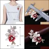 Épingles, broches bijoux broche rouge fleur sauvage goutte à goutte émail strass Cor robe livraison directe 2021 1Ydyo