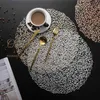 Promotion Round Placemats Restaurant Hollow PVC decoration Meal Mat Anti- Dining Table Line Mat Steak Plate Pad 4/6pc 210706