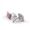 Zwart rood email Diamond manchetknopen Business Shirt Cuff Link Knoppen voor vrouwen Men Dress Fashion Jewelry Will en Sandy