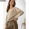 Podstawowy Gruby Luźne V-Neck Sweter Sweter Sweter Kobiety Jesień Zima Casual Długim Rękawem Sweter Dla Kobiet Chic Skoczków Top Y1110