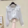 Harajuku ange imprimer femmes chemise Vintage élégant Blouse femmes automne à manches longues femme vêtements lâche BF chemise 210604
