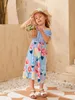 幼児の女の子1ピースの花のコンボのバルダットAラインドレス