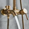 アンティーク真鍮バスルームシャワーセット蛇口バスミキサータップ8 "雨量ヘッドバスタブ壁マウントセット