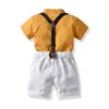 Top e Top Boys Gentleman Abbigliamento in cotone Set Casual Manica corta Camicie + Pantaloni Abiti per bambini Bambini Bambini Costumi per bambini Abiti G220310