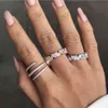 نمط اللوحة الماس الكاملة إصبع خاتم الزفاف مشاركة المجوهرات حلقات التراهن للنساء هدية 226W