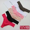 10 Pçs/lote Voplidia T-back Feminino VS Calcinhas Sexy Rendas Tangas e G strings Lingerie Feminina Sem Costura Lingerie de Renda 035 211021