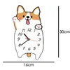 Baby Kid Dormitorio Decoración Corgi Perro Reloj de pared Welsh Corgi Retrato Reloj Tienda de mascotas Cuarzo Quiet Print Morden Design Wall Art Decor 210930