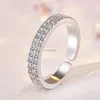 Banda de anel de zircônia cúbica duplo duas linhas geladas de ouro rosa anéis ajustáveis ​​para homens homens casal no engajamento jóias de moda will e areia
