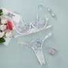 Echonight underkläder bh set blommiga kvinnors underkläder uppsättning broderi se genom bh och trosor push up bralette Lenceria Lingeri X0526